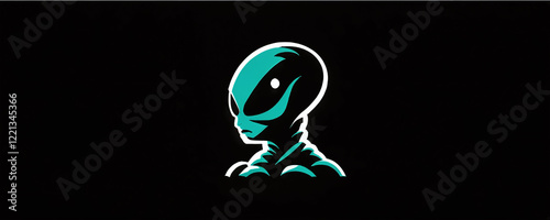 Mysterious alien character silhouette against a dark backdrop representing extraterrestrial themes and culture photo