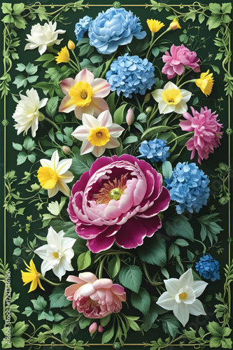 Vector of a floral arrangement wallpaper.