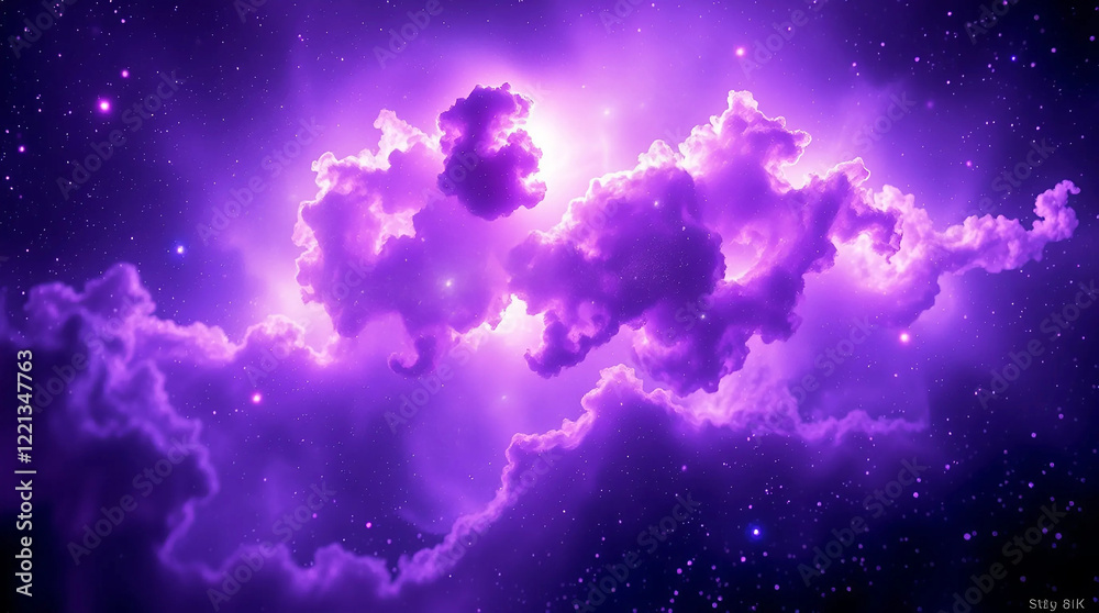 Fototapeta premium Brilliant Purple Space Backdrop with Cosmic Glow