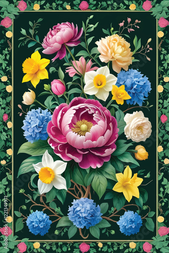 Vector of a floral arrangement wallpaper.