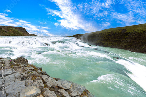 Reykjavik, tour to scenic Gullfoss Falls, a part of Iceland Golden Circle travel destination. photo