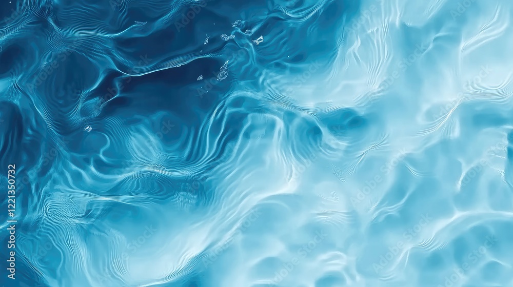 Obraz premium Serene Blue Water with Transparent Shadows and Soft Ripple Effects