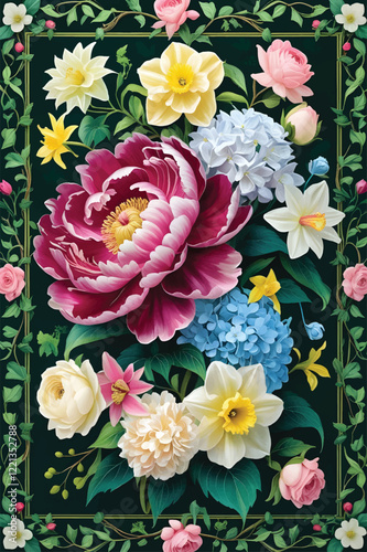 Vector of a floral arrangement wallpaper.