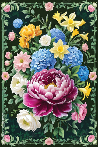 Vector of a floral arrangement wallpaper.