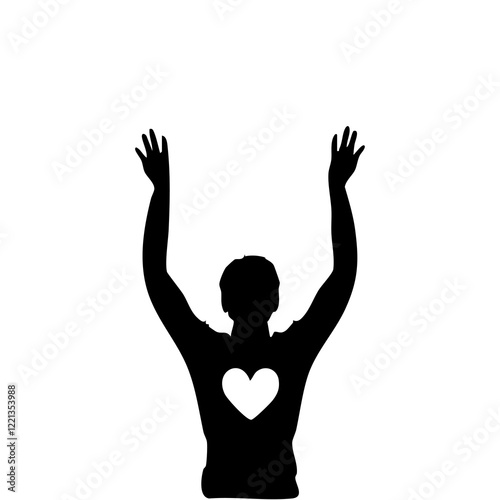 silhouette of a person with heart
