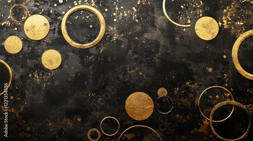 Golden Confetti Circles for Celebration and Party Decorations photo