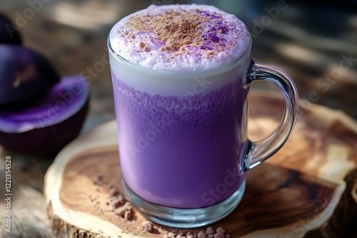 Wallpaper Mural A beautiful purple ube latte with a creamy, velvety foam and a sprinkle of ube powder. Torontodigital.ca