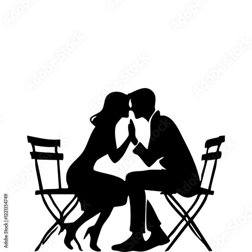 silhouette of a cople on a chair photo