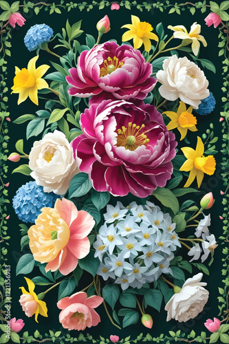 Vector of a floral arrangement wallpaper.