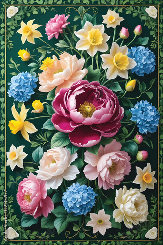 Vector of a floral arrangement wallpaper.