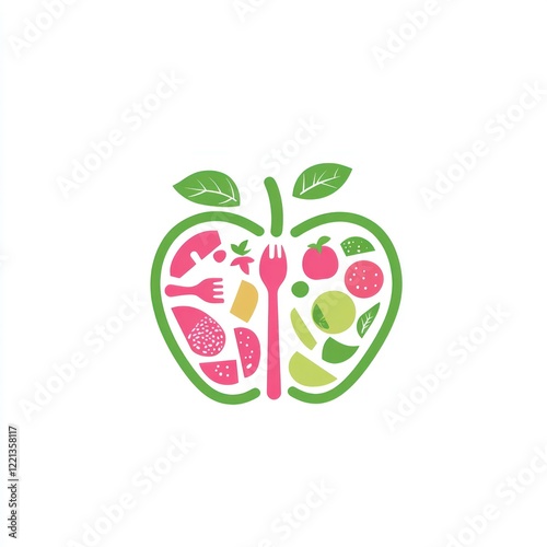 Healthy Eating Concept Apple Logo photo