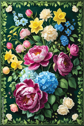 Vector of a floral arrangement wallpaper.