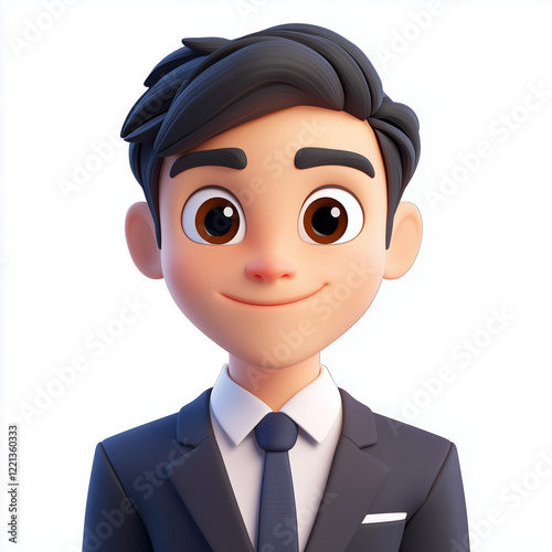 A professional 3D cartoon avatar of a young male customer service representative