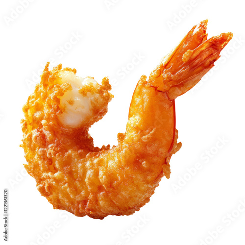 Crispy golden fried shrimp isolated on a transparent background