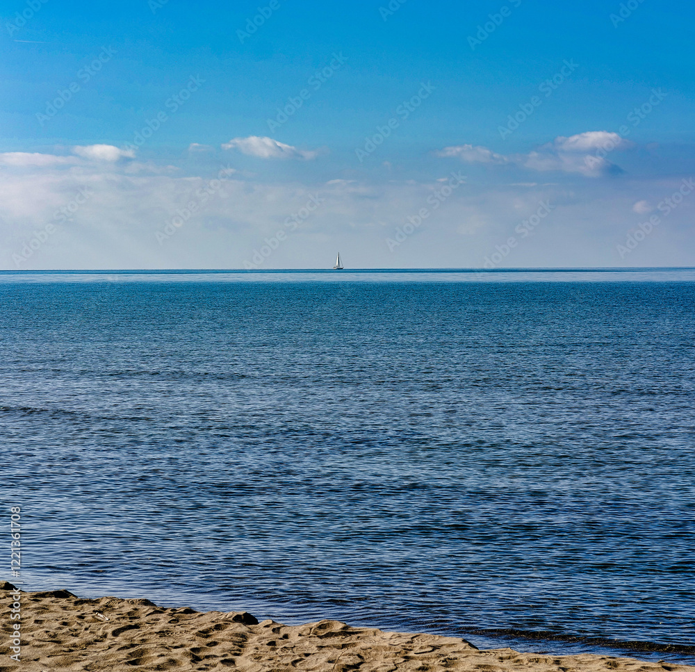 Obraz premium Panorama of the beach of the natural park of the tombolo of Cecina Marina di Cecina Tuscany Italy