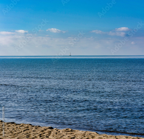 Panorama of the beach of the natural park of the tombolo of Cecina Marina di Cecina Tuscany Italy photo
