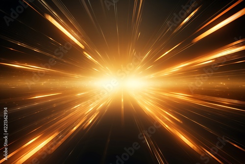 A dramatic burst of golden light rays radiating outward, creating a stunning abstract effect of energy and speed.
