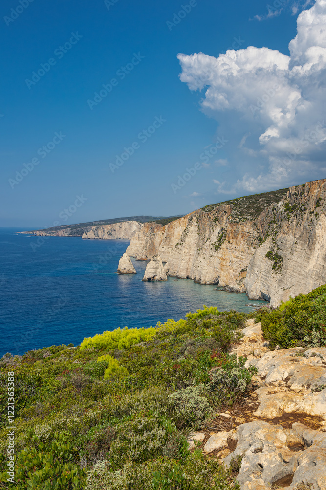 Fototapeta premium Starting point of a hiking adventure to Plakaki Beach, located on a Greek island of Zakynthos