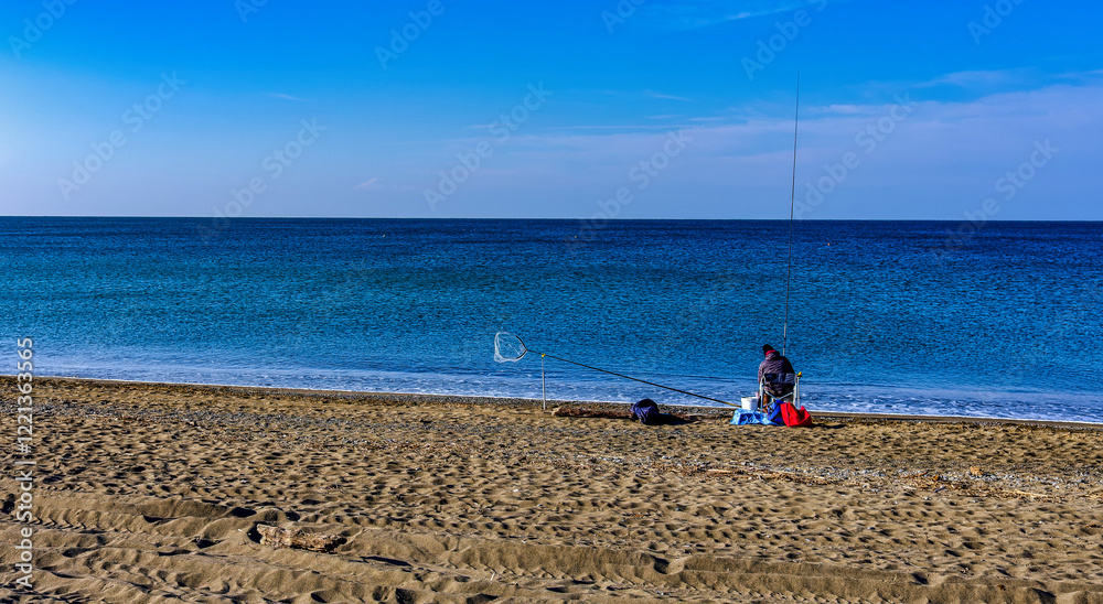 Panorama of the beach of the natural park of the tombolo of Cecina Marina di Cecina Tuscany Italy Panorama of the beach of the natural park of the tombolo of Cecina Marina di Cecina Tuscany Italy