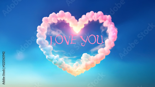 Abstract organic cloud shaped as heart form with different colors of lights,