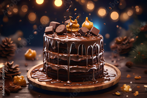 Chocolate caramel tiered cake