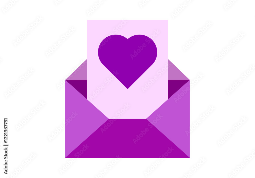 Carta rosa abierta con corazón y carta de amor de san valentín Carta rosa abierta con corazón y carta de amor de san valentín