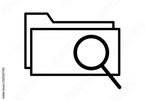 Icono negro de carpeta con lupa de buscar 