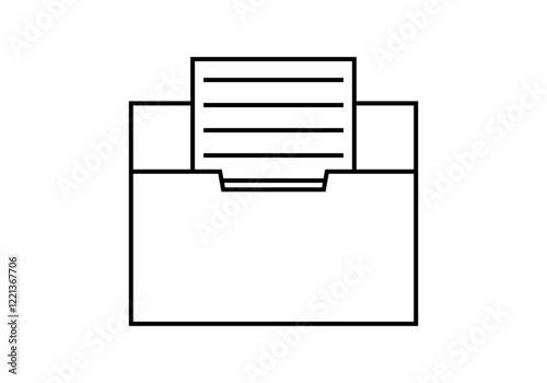 Icono negro de caja con documento escrito