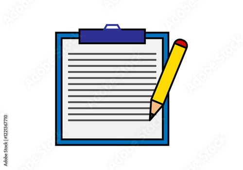 Portapapeles con documento escrito y lápiz
