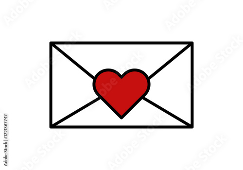 Icono de carta con sello cerrado de corazón de San Valentín