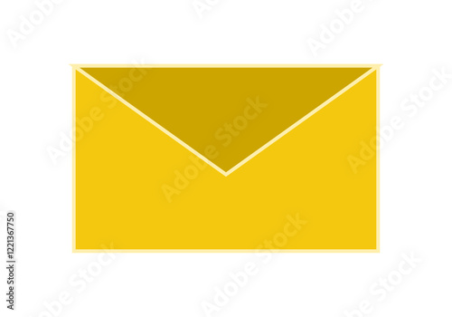 Sobre amarillo de correo postal en fondo blanco