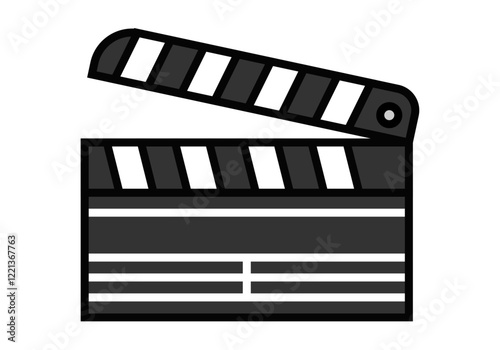 Claqueta de película para cine en fondo blanco