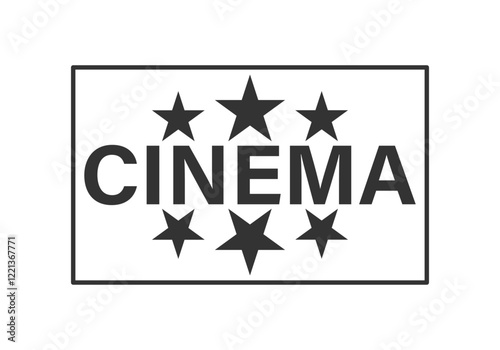 Icono negro de cartel de cine con estrella