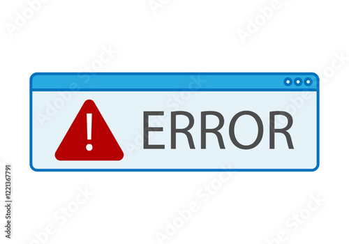 Ventana de bordes azules de error con señal de aviso
