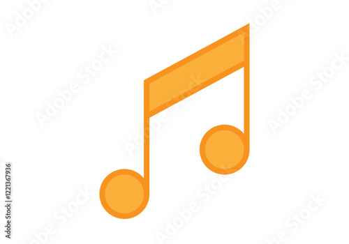 Nota musical con trazo y relleno naranja