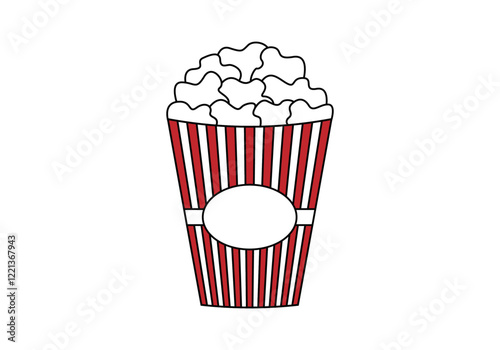 Recipiente de palomitas de barras blancas y rojas para cine