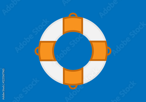 Flotador circular salvavidas en fondo azul