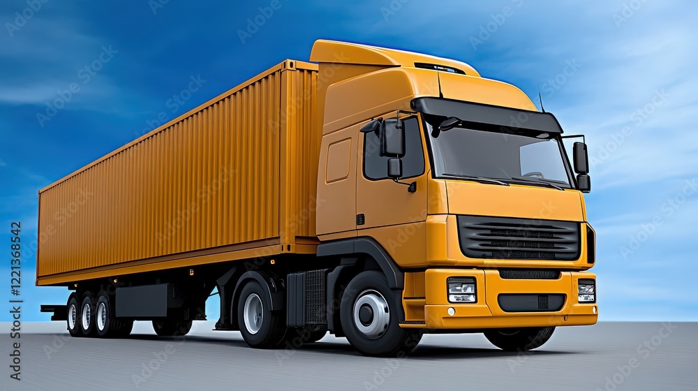 Orange Semi-Truck on the Road: A vibrant orange semi-truck, ready to transport goods across vast distances, against a clear blue sky. It embodies the strength and resilience of the trucking industry. Orange Semi-Truck on the Road: A vibrant orange semi-truck, ready to transport goods across vast distances, against a clear blue sky. It embodies the strength and resilience of the trucking industry.