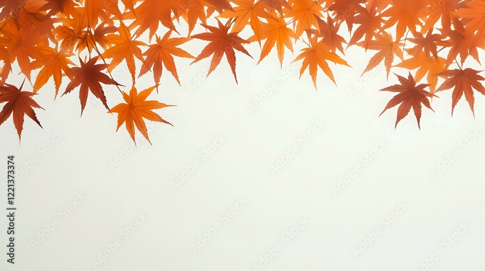 Beautiful autumn maple leaves border frame in vibrant orange and red gradient colors on white background, perfect for seasonal designs and fall themed layouts. Beautiful autumn maple leaves border frame in vibrant orange and red gradient colors on white background, perfect for seasonal designs and fall themed layouts.