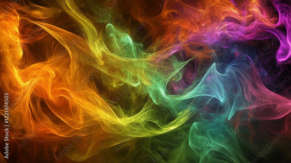 Fototapeta premium Abstract Colorful Smoke Background with Swirling Lines of Light