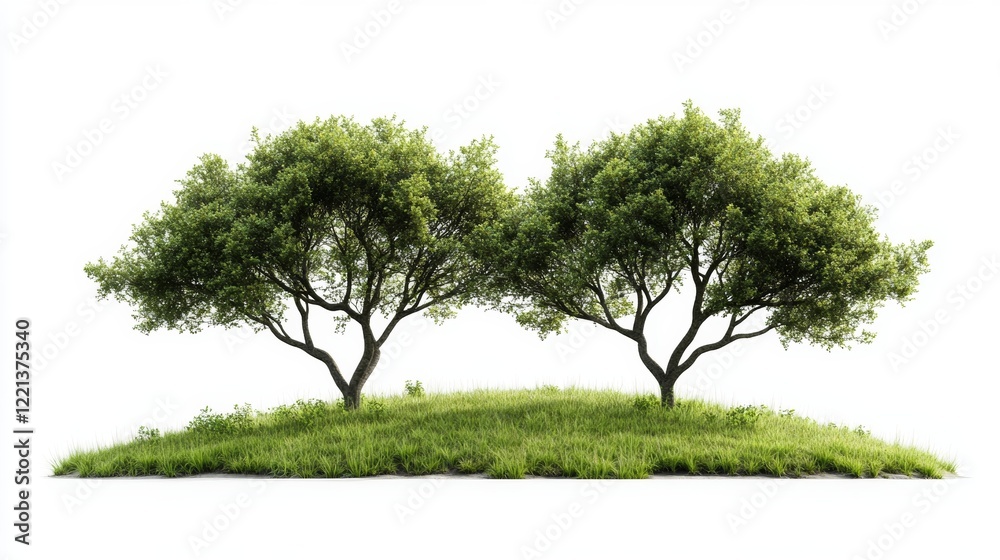 Fototapeta premium Green Grass or Shrub Isolated on White Background for Landscape Concept and Eco Design
