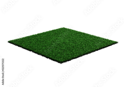 Rectangular Shape Green Grass Field 3D Illustration photo