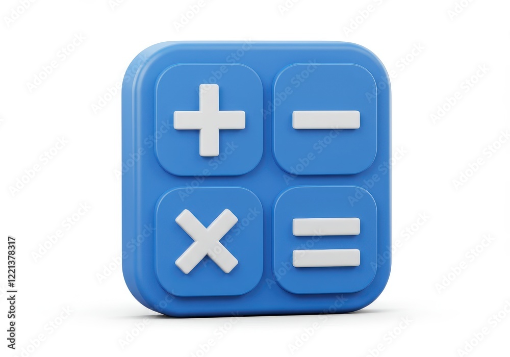A 3D illustration of a blue calculator icon isolated on white background A 3D illustration of a blue calculator icon isolated on white background