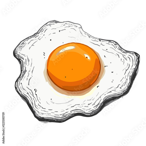Fried egg with yolk in hand-drawn sketch style.