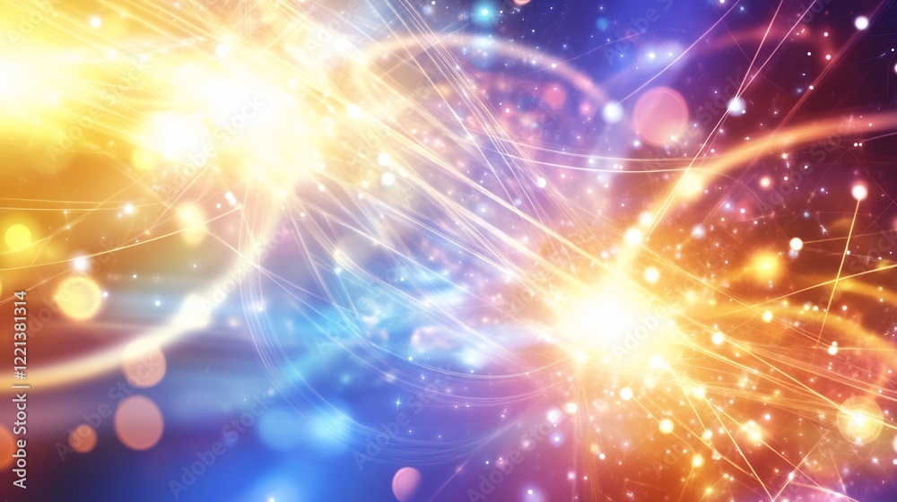 Abstract Glowing Light Streaks and Spheres on a Multicolored Gradient Background Abstract Glowing Light Streaks and Spheres on a Multicolored Gradient Background