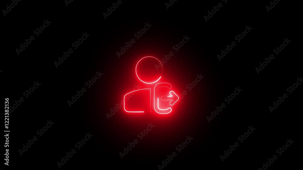 Neon glowing blue color switch user people icon on black background animation Neon glowing blue color switch user people icon on black background animation