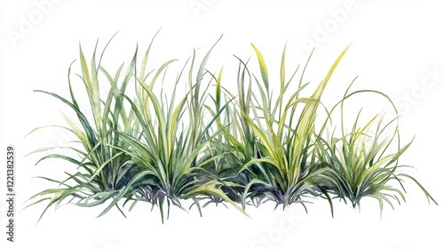 Watercolor Green Grass Side View for Landscape and Architecture Drawing