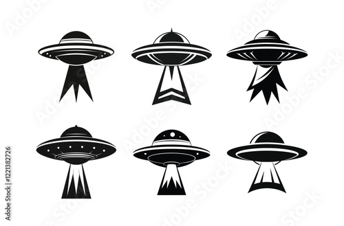 UFO in Space Silhouette Illustration and Extraterrestrial
