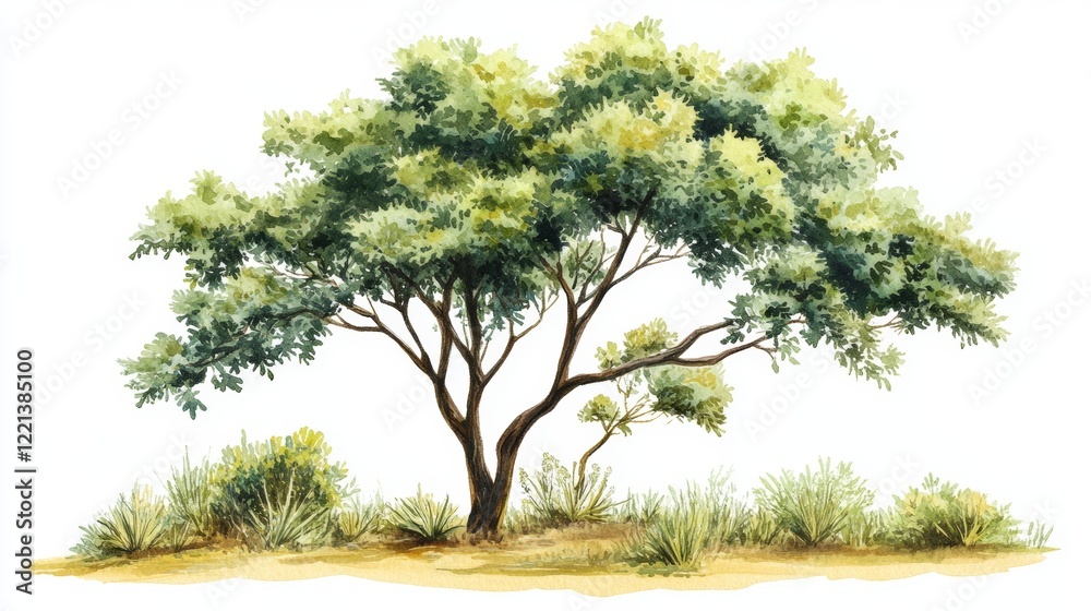 custom made wallpaper toronto digitalWatercolor Tree Side View Isolated on White Background for Landscape and Architecture Drawing