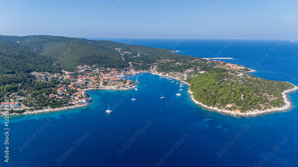 Fototapeta premium Foki beach in Kefalonia, Greece - Drone view